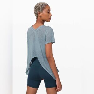 lululemon athletica Loop Around Light Blue Sheer Short Sleeve Tee in Blue Fog